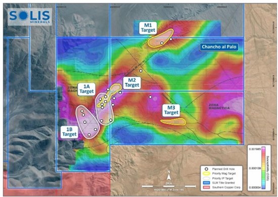 Geological map showing Chancho al Palo drill targets