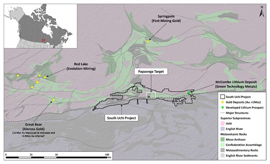 Figure 3: Regional Gold Deposits and South Uchi Project