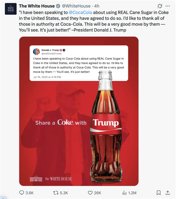 Trump wants US Coke with cane sugar; Coke responds: Launching this fall